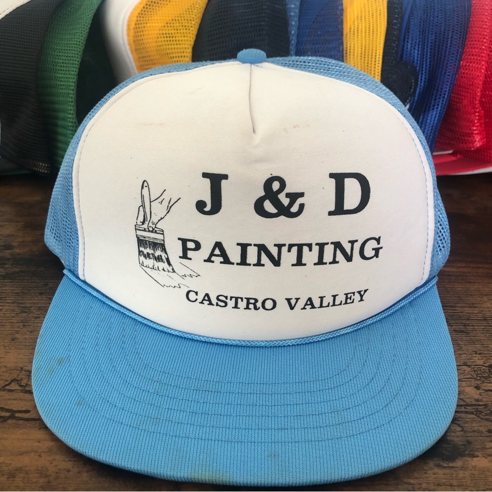 Vintage 80s 90s streetwear Castro Valley J & D Painting Rope Front Trucker hat